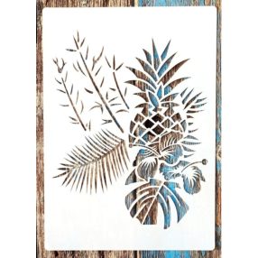   Ananászos virágos festő sablon, 21x30cm-es műanyag  DIY stencil