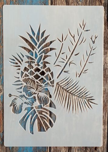 Ananászos virágos sablon, stencil