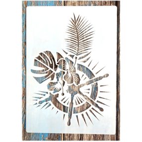    A4 Hajókormányos  leveles műanyag sablon, 21x30cm-es festő stencil
