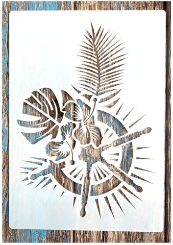  A4 Hajókormányos  leveles műanyag sablon, 21x30cm-es festő stencil