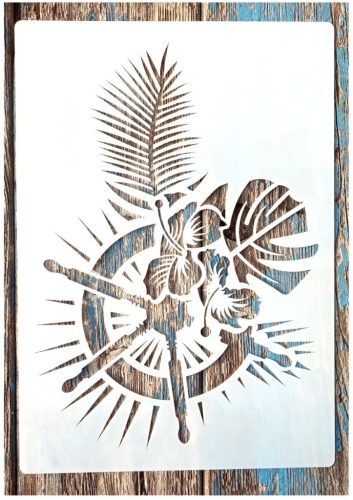  A4 Hajókormányos  leveles műanyag sablon, 21x30cm-es festő stencil