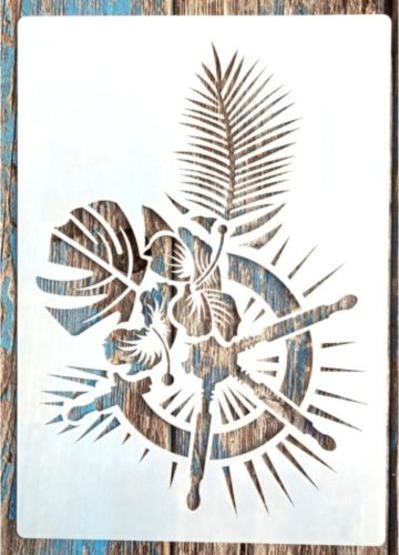  A4 Hajókormányos  leveles műanyag sablon, 21x30cm-es festő stencil