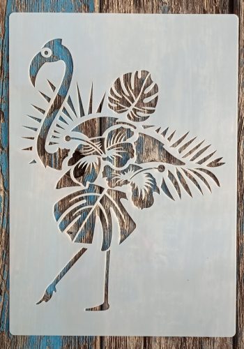 Flamingós leveles sablon, stencil
