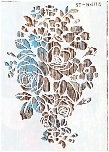  Virágos A4 méretű festő sablon, műanyag stencil 5406