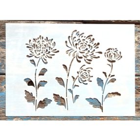   Őszirózsa virág mintás sablon, 21x30cm-es DIY festő  stencil  