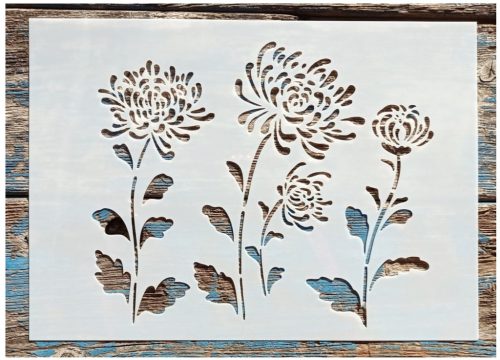 Őszirózsa virág mintás sablon, 21x30cm-es DIY festő  stencil  