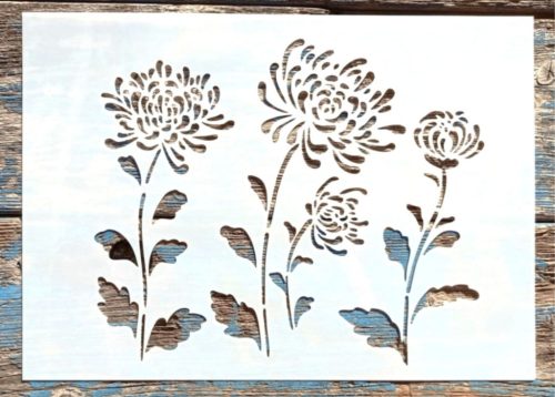 Őszirózsa virág mintás sablon, 21x30cm-es DIY festő  stencil  