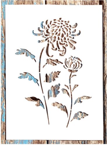 A4  Őszirózsa álló virág mintás sablon, 21x30 cm-es DIY stencil  