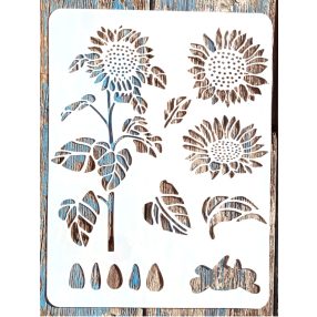 Napraforgófejes  sablon, 21x30 cm-es műanyag  stencil  