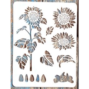 Napraforgófejes  sablon, 21x30 cm-es műanyag  stencil  