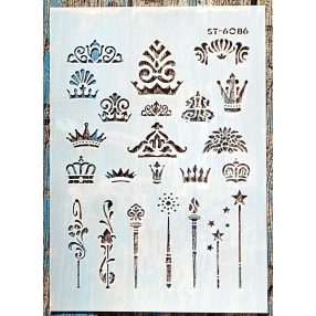   A4 Koronás műanyag festő  sablon, 21x30cm-es DIY stencil ST-6086