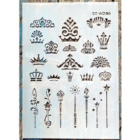   A4 Koronás műanyag festő  sablon, 21x30cm-es DIY stencil ST-6086