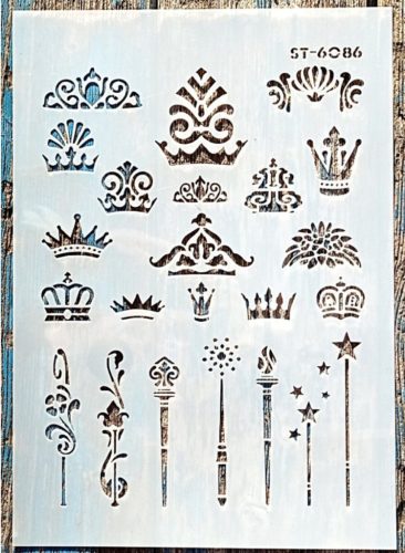 A4 Koronás műanyag festő  sablon, 21x30cm-es DIY stencil ST-6086
