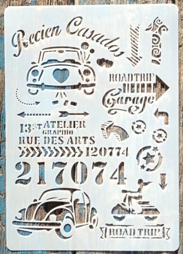 A4 VW bogár műanyag sablon, 21x30 cm-es DIY stencil 