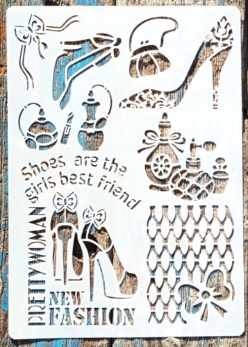 A4  Magas sarkús parfümös DIY sablon, műanyag festő stencil 