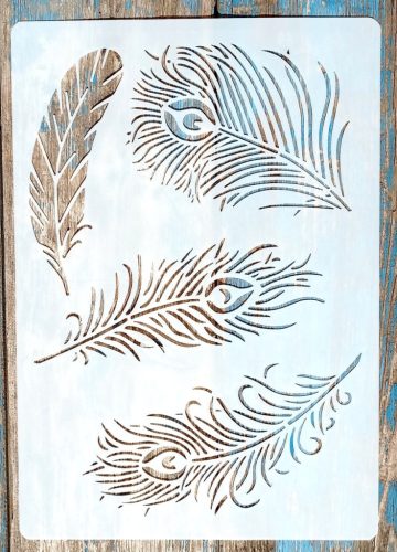 A4  Pávatollas sablon, 21x30-cm stencil DIY műanyag sablon