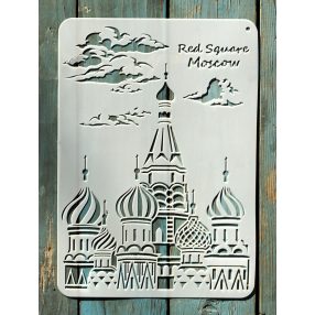   Vörös tér Moszkva mintás műanyag festő sablon, 21x30 cm-es DIY stencil 