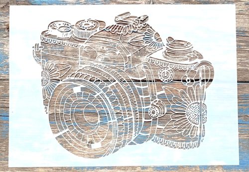 Fényképezőgépes   műanyag sablon,  21x30cm-es stencil 