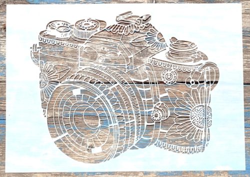 Fényképezőgépes   műanyag sablon,  21x30cm-es stencil 