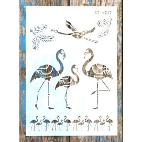   flamingó műanyag DIY  sablon, 21x30cm-es madár festő stencil 