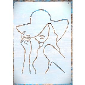 21x30  cm Nő kalapban műanyag sablon , DIY festő stencil