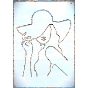 21x30  cm Nő kalapban műanyag sablon , DIY festő stencil