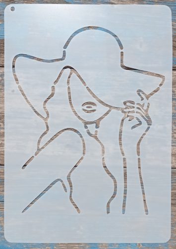 Nő kalapban sablon , stencil