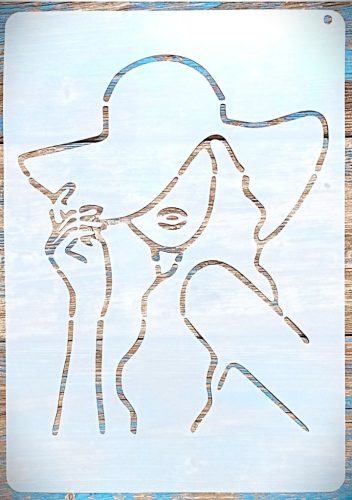 21x30  cm Nő kalapban műanyag sablon , DIY festő stencil