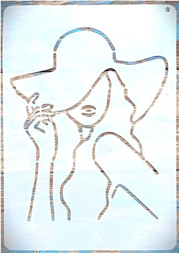 21x30  cm Nő kalapban műanyag sablon , DIY festő stencil