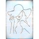 21x30  cm Nő kalapban műanyag sablon , DIY festő stencil