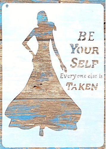 A4  Be your self egész női alak DIY sablon műanyag festő stencil