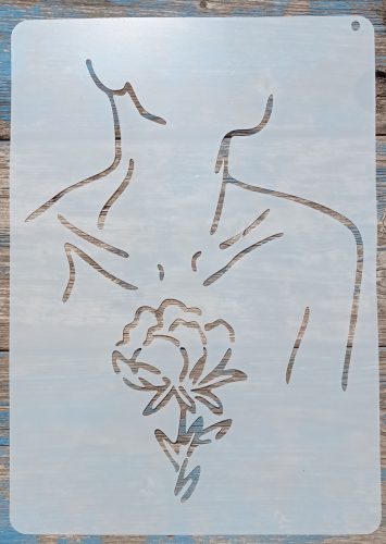 Absztrakt női  test rózsával sablon , stencil
