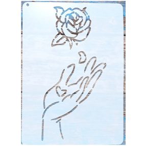   Kéz rózsával  A4 festő  sablon , 21x30 cm-es műanyag DIY stencil