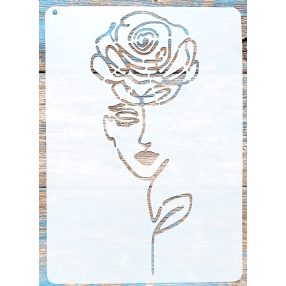  A4 Rózsa női arccal sablon , 21x30cm-es DIY stencil