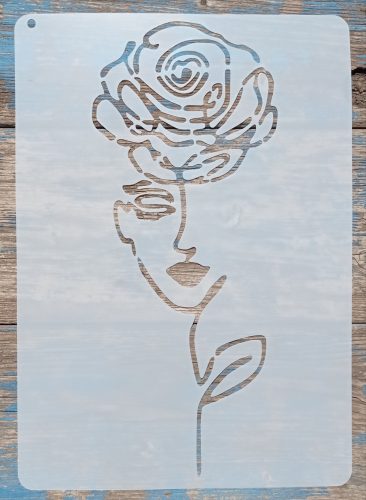 Rózsa női arccal sablon , stencil