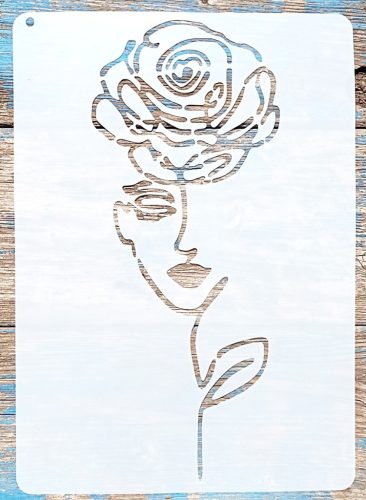  A4 Rózsa női arccal sablon , 21x30cm-es DIY stencil