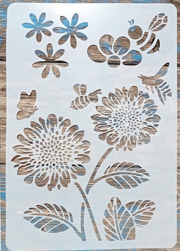 Napraforgós műanyag sablon ,  DIY festő stencil
