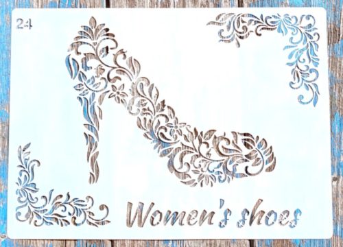 A4 Tűsarkú cipő DIY sablon 21x30cm műanyag stencil