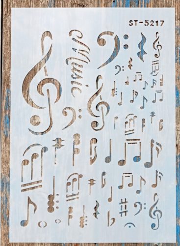 Hangjegyes DIY sablon,  műanyag 21x30cm-es festő stencil ST 5217