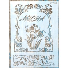 Tulipános indás műanyag sablon DIY festő stencil  ST-785