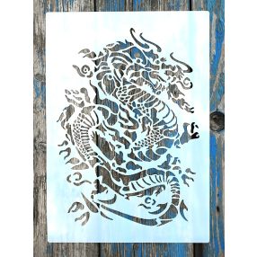   Kínai sárkány műanyag festő sablon 21x30 cm-es DIY  stencil