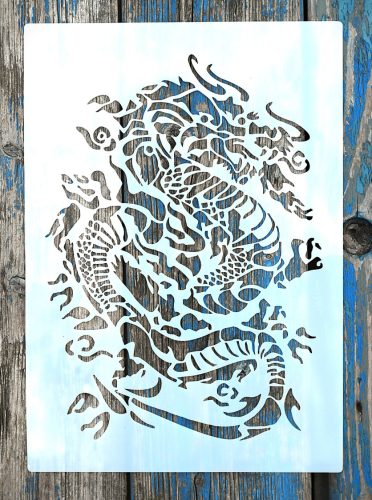 Kínai sárkány műanyag festő sablon 21x30 cm-es DIY  stencil
