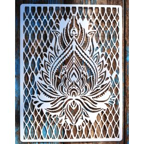   Lótuszvirág mintás A4 méretű festő sablon 21x30cm-es műanyag  DIY stencil