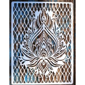   Lótuszvirág mintás A4 méretű festő sablon 21x30cm-es műanyag  DIY stencil