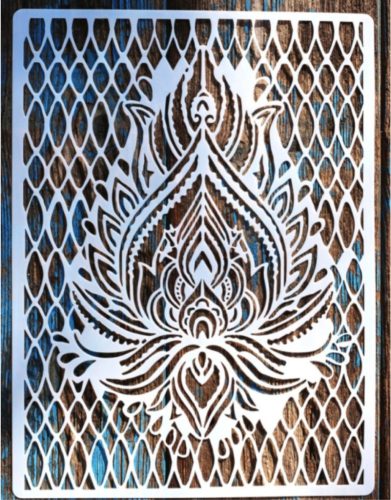 Lótuszvirág mintás A4 méretű festő sablon 21x30cm-es műanyag  DIY stencil
