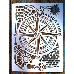    navigator iránytű tengerész mintás festő sablon 21x30cm-es  DIY stencil