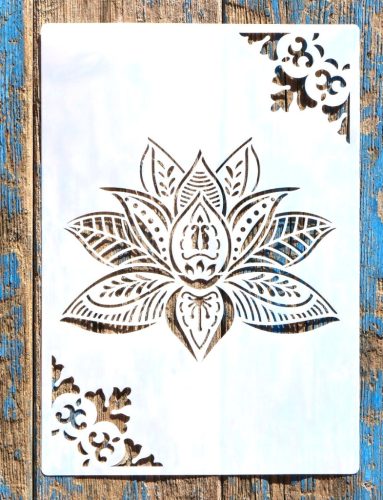 Lótuszvirág  mintás  műanyag sablon A4 21x30cm DIY stencil