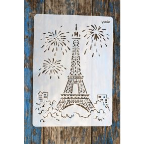   Eiffel torony, épület műanyag rétegző sablon  festő DIY  stencil