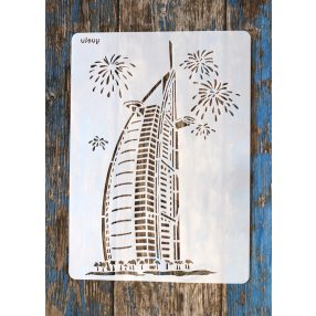   Burj Al Arab, Dubaj épület műanyag sablon , A4 21x30cm stencil