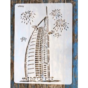   Burj Al Arab, Dubaj épület műanyag sablon , A4 21x30cm stencil